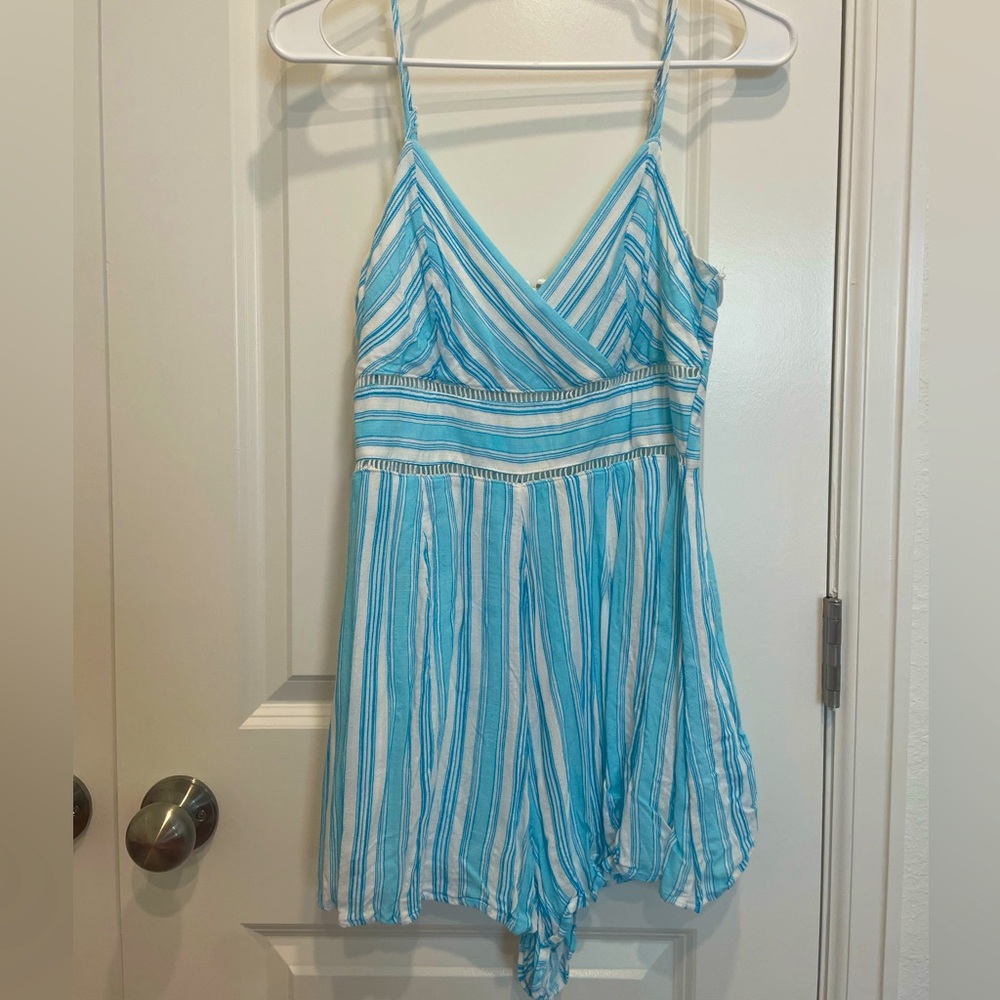Francesca’s Blue and White Striped Romper